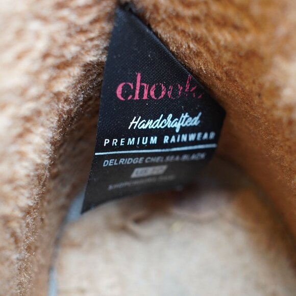 Chooka Black Rubber Chelsea Rain Boots Fleece Lined Size 10 - Picture 3 of 10